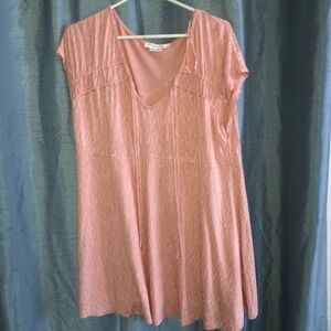 in Every Story pinky peach 1x tunic like top with cinch neckline- real cute